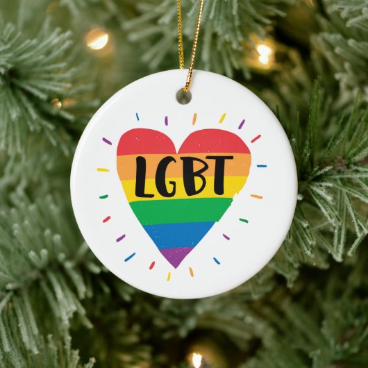 LGBT Rainbow Heart Keramisch Ornament (Boom)