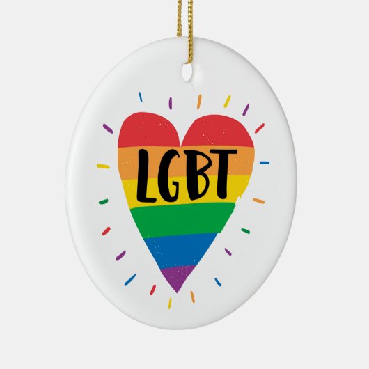LGBT Rainbow Heart Keramisch Ornament (Rechts)