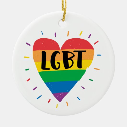 LGBT Rainbow Heart Keramisch Ornament (Voorkant)