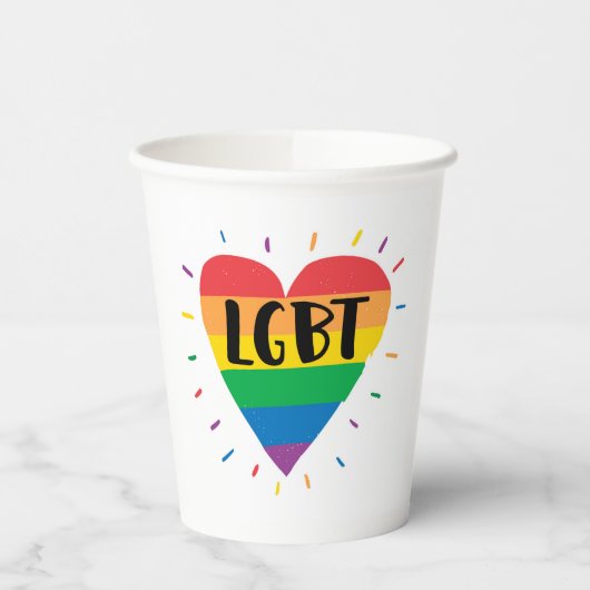 LGBT Rainbow Heart Papieren Bekers (Links)