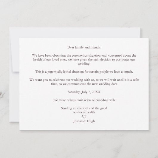 LGBT Rainbow Heart Save New Date Postponed Weddens (Achterkant)