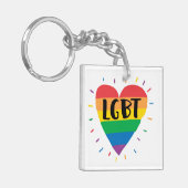 LGBT Rainbow Heart Sleutelhanger (Voorkant Links)