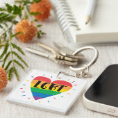 LGBT Rainbow Heart Sleutelhanger (Voorkant Rechts)