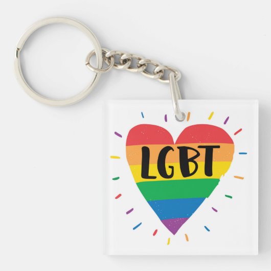 LGBT Rainbow Heart Sleutelhanger (Voorkant)