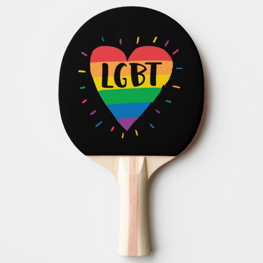 LGBT Rainbow Heart Tafeltennisbatje (Voorkant)
