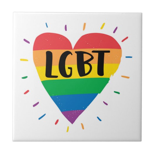 LGBT Rainbow Heart Tegeltje (Voorkant)