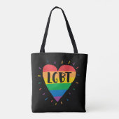 LGBT Rainbow Heart Tote Bag (Achterkant)