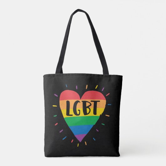 LGBT Rainbow Heart Tote Bag (Achterkant)