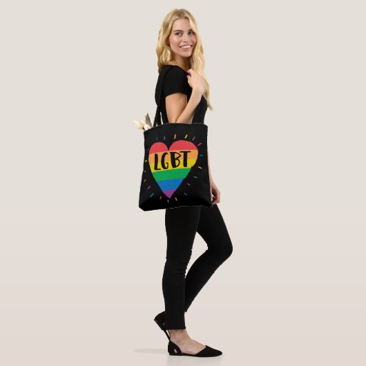 LGBT Rainbow Heart Tote Bag (Op model)