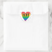 LGBT Rainbow Heart Vierkante Sticker (Tas)