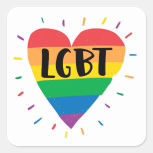 LGBT Rainbow Heart Vierkante Sticker