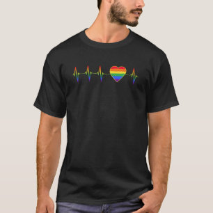 LGBT Rainbow Heartbeat EKG T-shirt