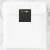 LGBT Rainbow Heartbeat EKG Vierkante Sticker (Tas)