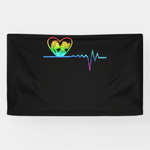 LGBT Rainbow Heartbeat Gay en Lesbische Pride Spandoek