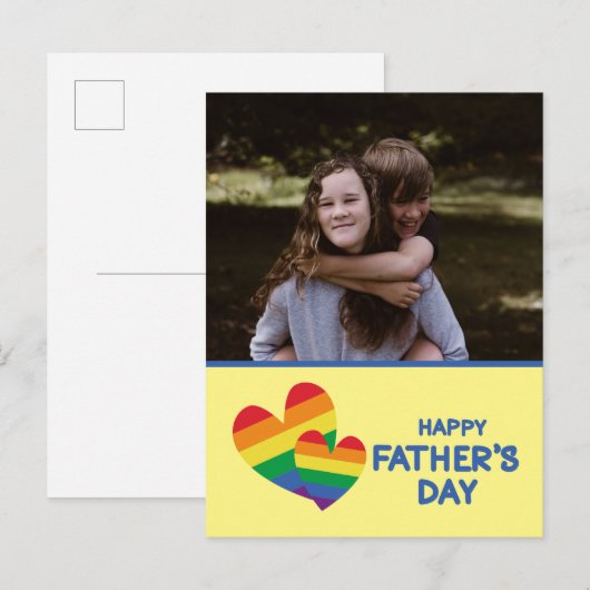 LGBT Rainbow Hearts Vaderdag Briefkaart (Voorkant / Achterkant)