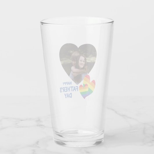 LGBT Rainbow Hearts Vaderdag Glas (Achterkant)