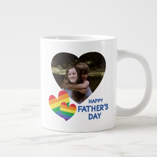 LGBT Rainbow Hearts Vaderdag Grote Koffiekop (Rechts)