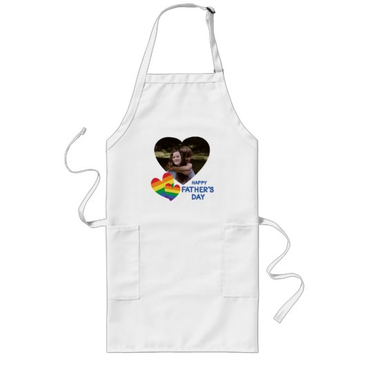 LGBT Rainbow Hearts Vaderdag Lang Schort (Voorkant)