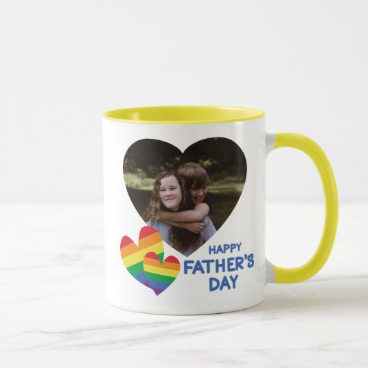 LGBT Rainbow Hearts Vaderdag Mok (Rechts)