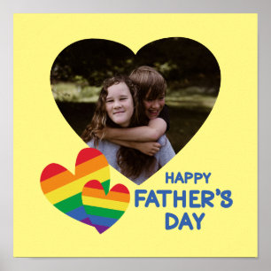 LGBT Rainbow Hearts Vaderdag Poster