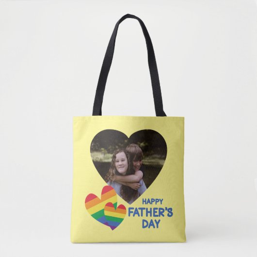 LGBT Rainbow Hearts Vaderdag Tote Bag (Voorkant)