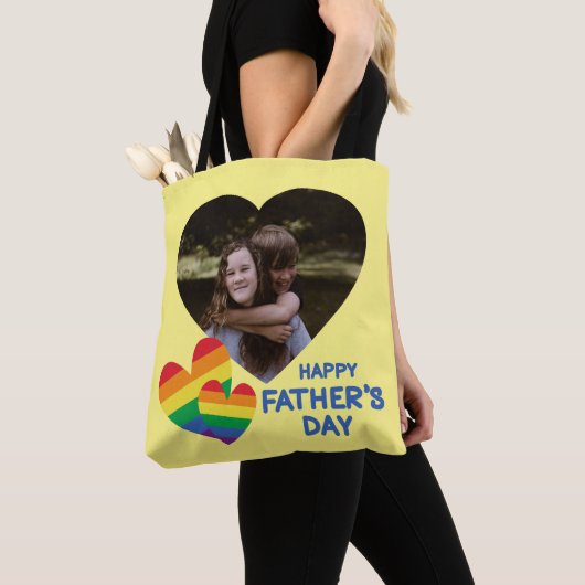 LGBT Rainbow Hearts Vaderdag Tote Bag (Dichtbij)