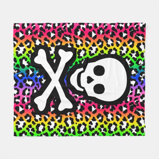LGBT Rainbow Jolly Roger Pirate Skull Fleece Deken (Voorkant (Horizontaal))