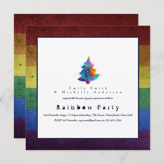 LGBT Rainbow kerstboom: Gay Pride Kaart (Voorkant / Achterkant)