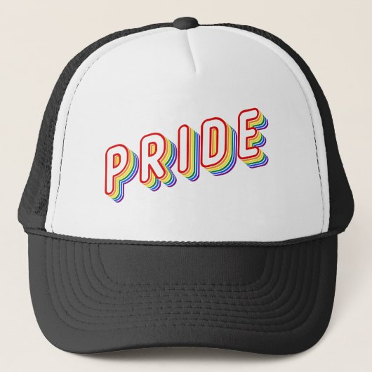 LGBT Rainbow Lettering Pride Trucker Hat Pet (Voorkant)