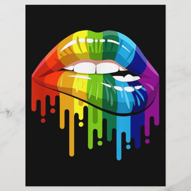 LGBT Rainbow Lip Gay Pride Briefhoofd (Voorkant)