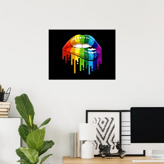 LGBT Rainbow Lip Gay Pride Poster (Thuiskantoor)