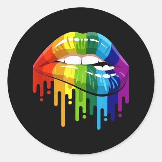 LGBT Rainbow Lip Gay Pride Ronde Sticker (Voorkant)