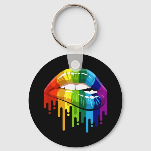 LGBT Rainbow Lip Gay Pride Sleutelhanger (Voorkant)