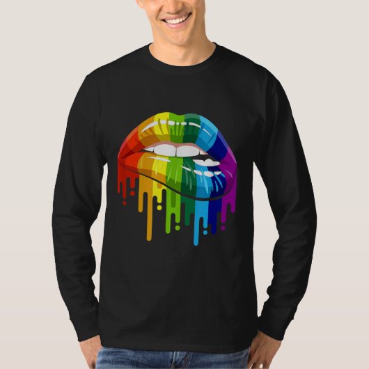 LGBT Rainbow Lip Gay Pride T-shirt (Voorkant)