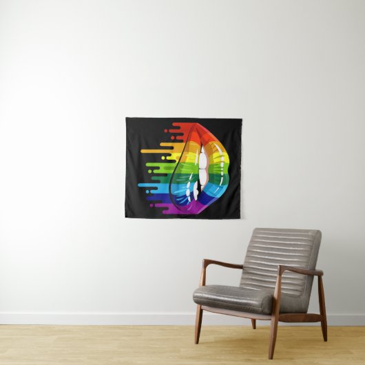 LGBT Rainbow Lip Gay Pride Wandkleed (In Situ (horizontaal))