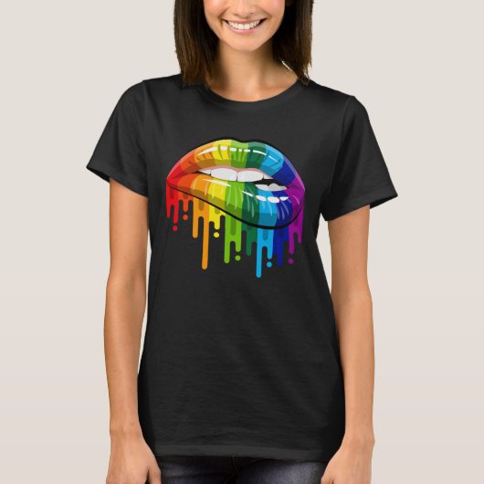 LGBT Rainbow Lips Pride Gay Homoseksueel Lesbisch  T-shirt (Voorkant)
