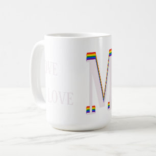 LGBT Rainbow Monogram aangepaste tekst Liefde is l Koffiemok