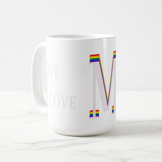LGBT Rainbow Monogram aangepaste tekst Liefde is l Koffiemok (Voorkant links)