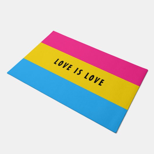 LGBT Rainbow Pansexual Pride Flag aangepaste tekst Deurmat (Schuin)