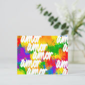 LGBT Rainbow penseelpenseelstreken Amor calligraph Briefkaart (Staand voorkant)