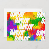 LGBT Rainbow penseelpenseelstreken Amor calligraph Briefkaart (Voorkant / Achterkant)