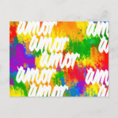 LGBT Rainbow penseelpenseelstreken Amor calligraph Briefkaart (Voorkant)