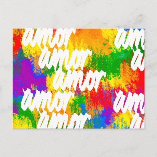LGBT Rainbow penseelpenseelstreken Amor calligraph Briefkaart (Voorkant)