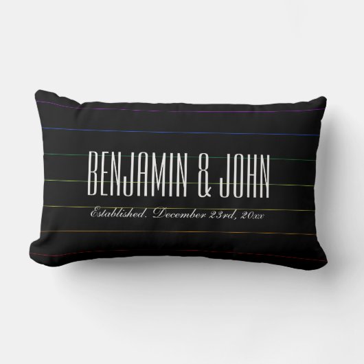 LGBT Rainbow Pinstripes Custom Names Jubileum Kussen (Voorkant)