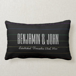 LGBT Rainbow Pinstripes Custom Names Jubileum Kussen