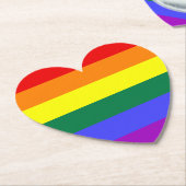 LGBT Rainbow Pride Flag Paper Heart Onderzetters (Gekanteld)