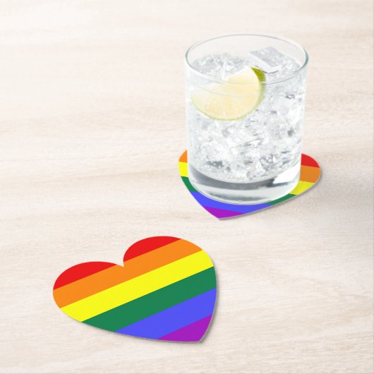 LGBT Rainbow Pride Flag Paper Heart Onderzetters (Insitu)