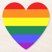 LGBT Rainbow Pride Flag Paper Heart Onderzetters (Voorkant)