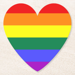 LGBT Rainbow Pride Flag Paper Heart Onderzetters