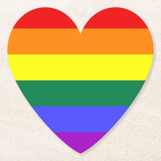 LGBT Rainbow Pride Flag Paper Heart Onderzetters (Voorkant)